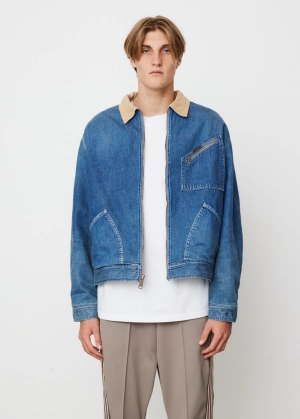 11.5oz Denim Bone Lining Reversible Zip-up Work Jacket