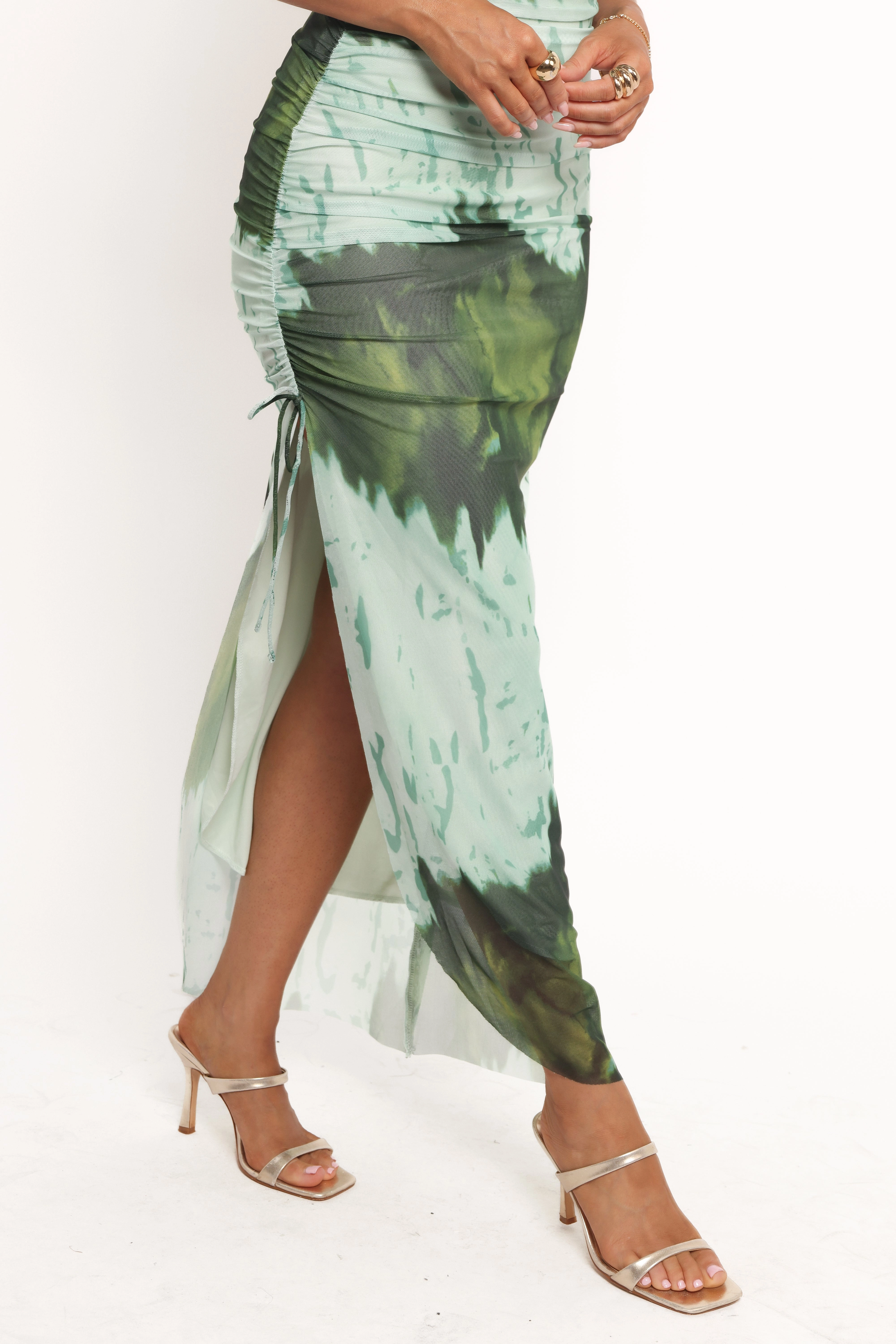 Adalynn One Shoulder Midi Dress - Blue/Green