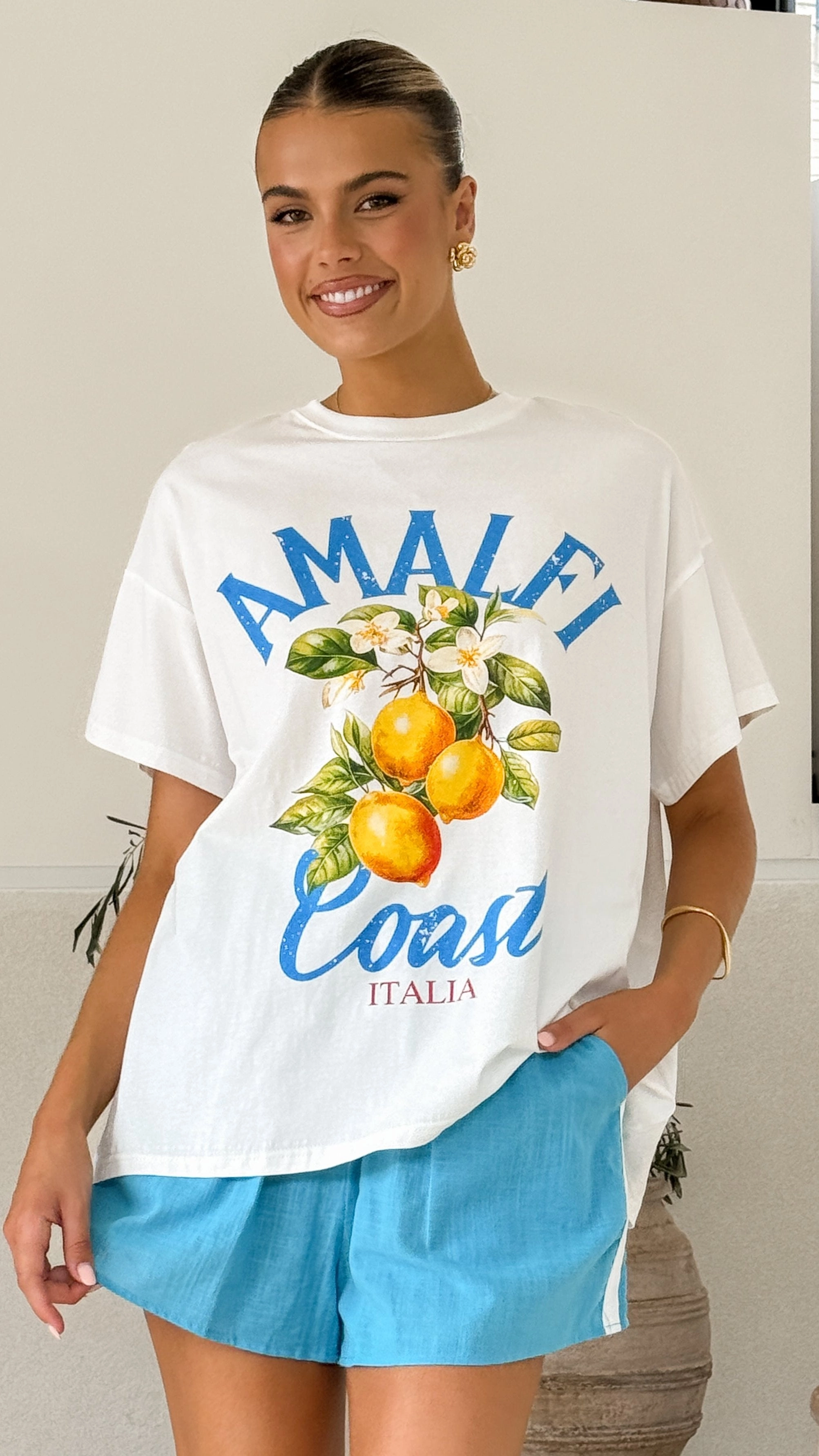 Amalfi Coast Shirt and Shorts Set - Blue