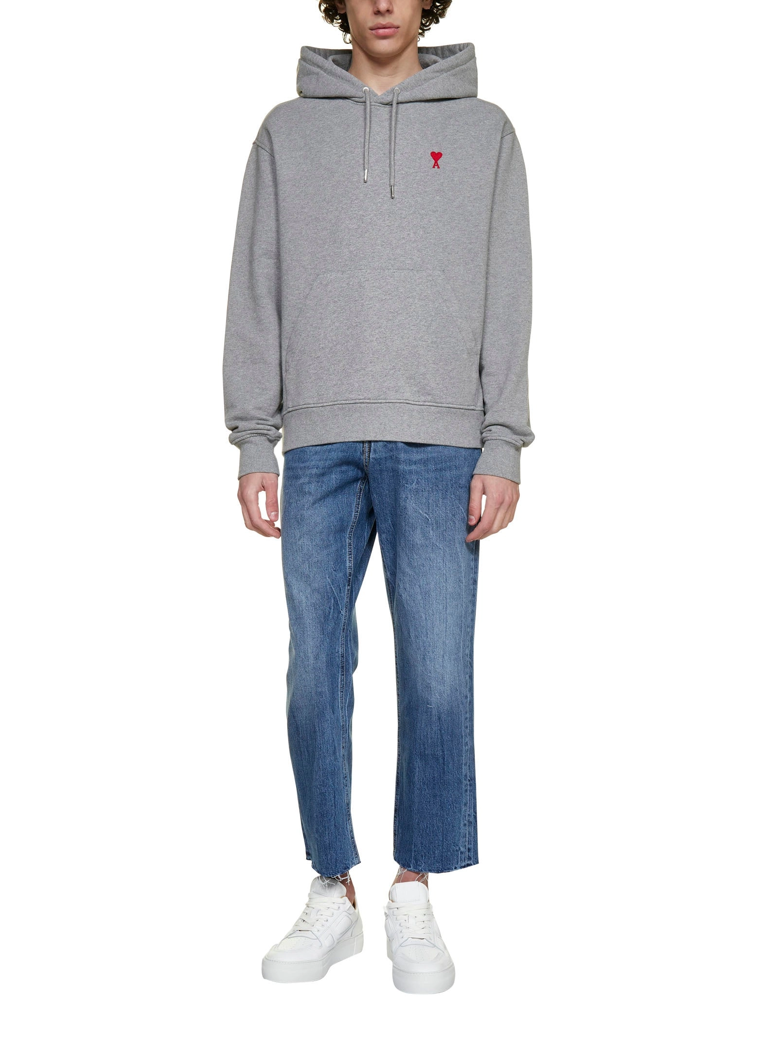 AMI Logo Embroidered Drawstring Hoodie