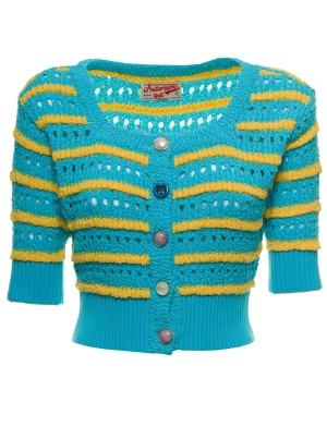 Andersson Bell Striped Short Sleeved Cropped Cardigan