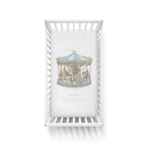 Atelier Choux Satin Fitted Sheet Carousel Blue