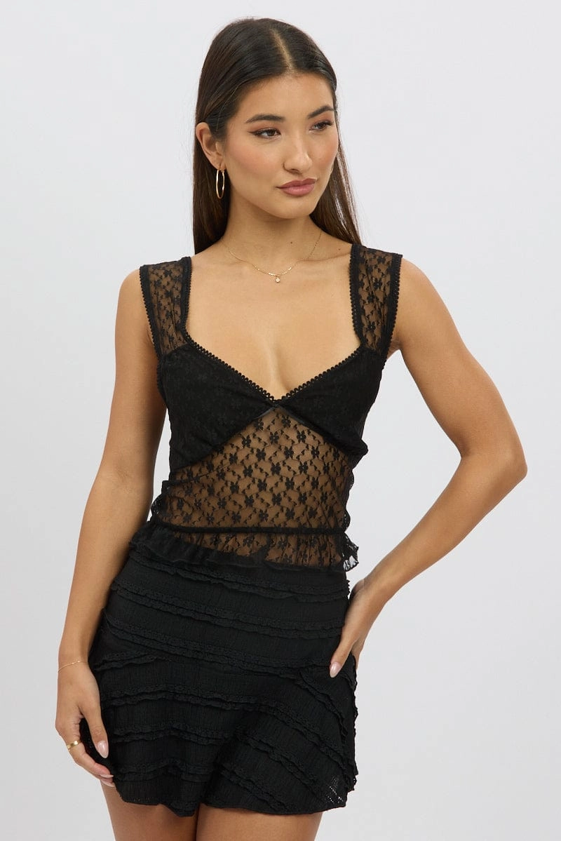 Black Lace Top Sleeveless