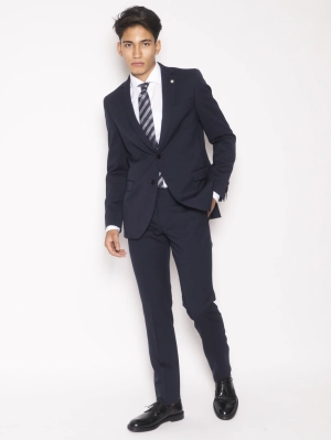 Blue slim fit wool suit