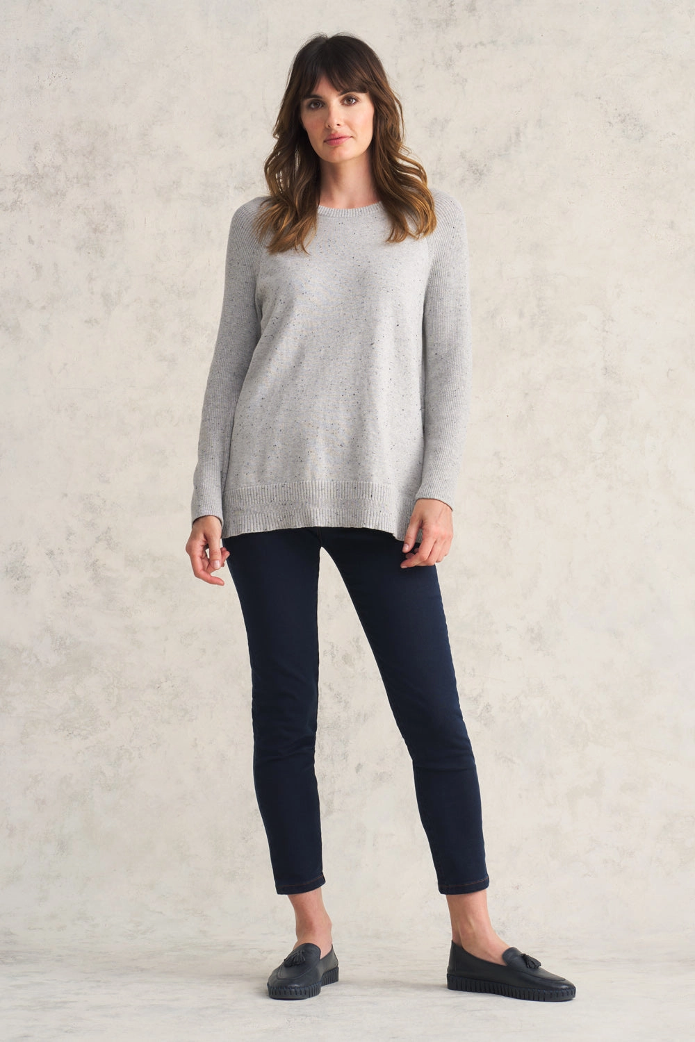 Button Side Detail Jumper - Pearl Donegal