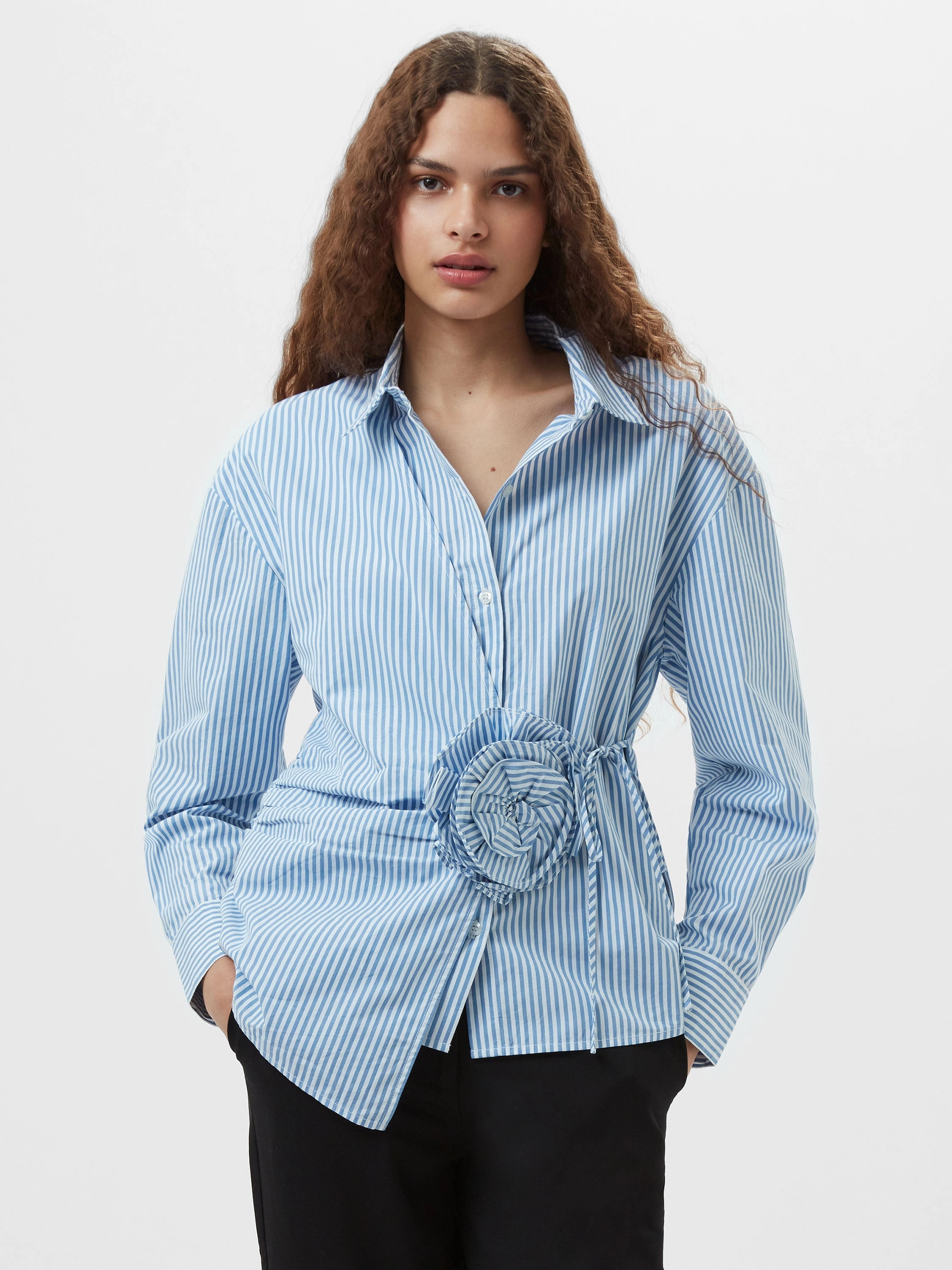 Cambria Cotton Striped Corsage Shirt