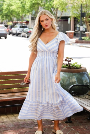 Close To Your Heart Blue Striped Maxi Dress