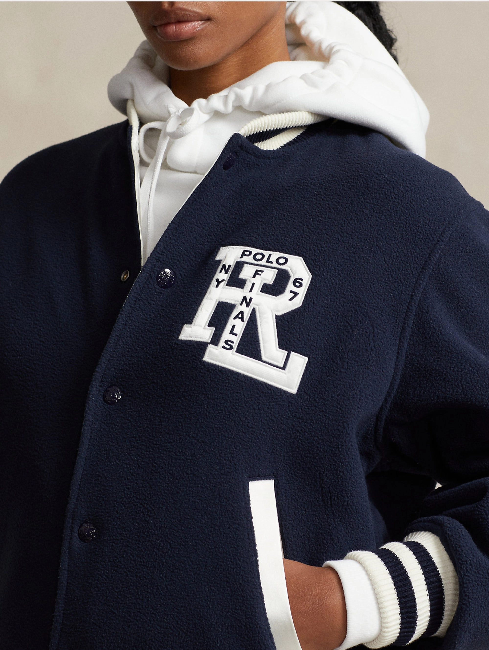 College Style Reversible Bomber Jacket Blue/White