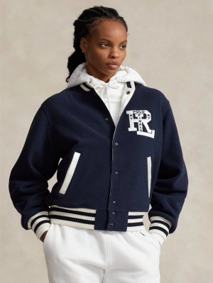 College Style Reversible Bomber Jacket Blue/White