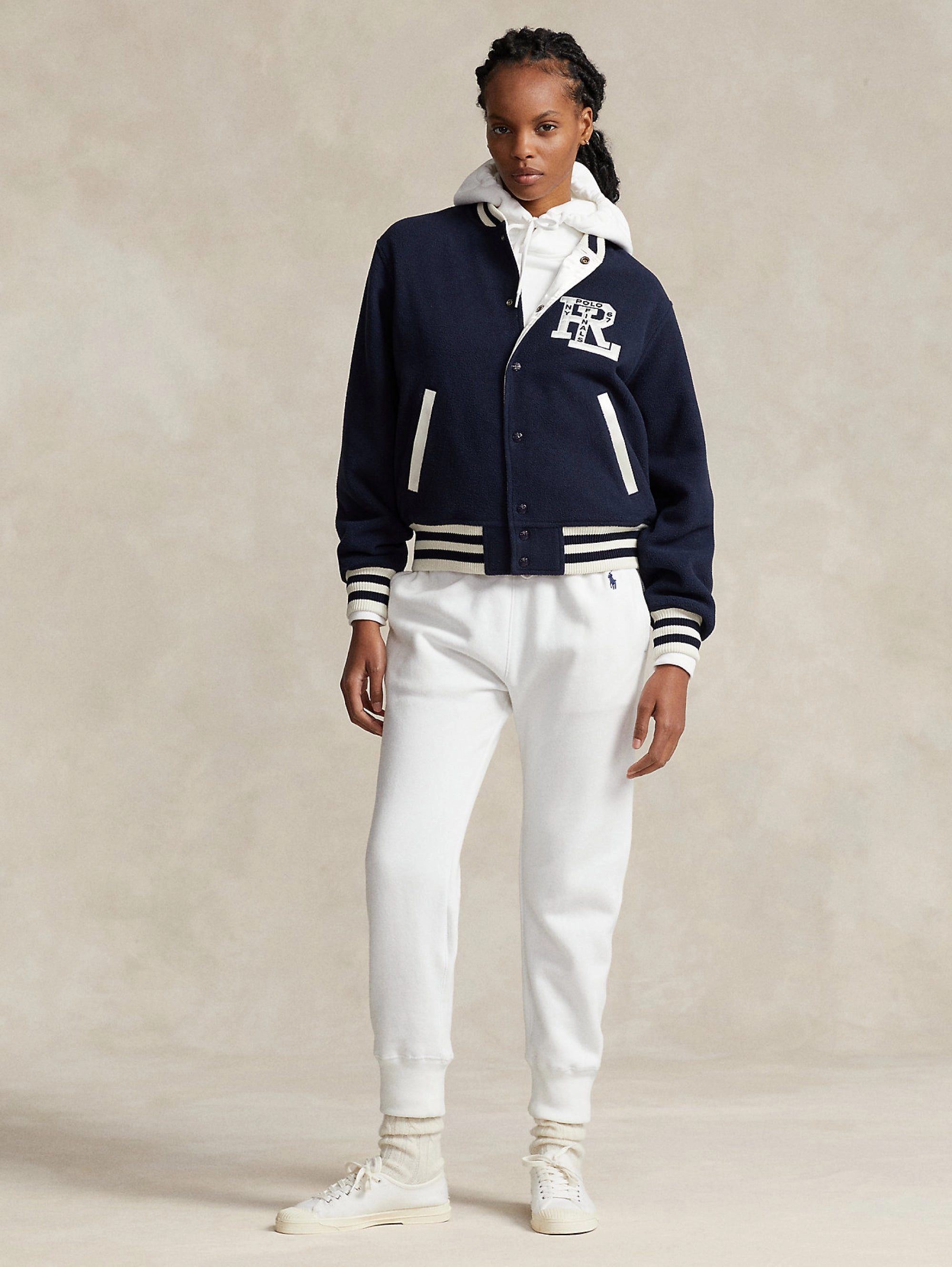 College Style Reversible Bomber Jacket Blue/White