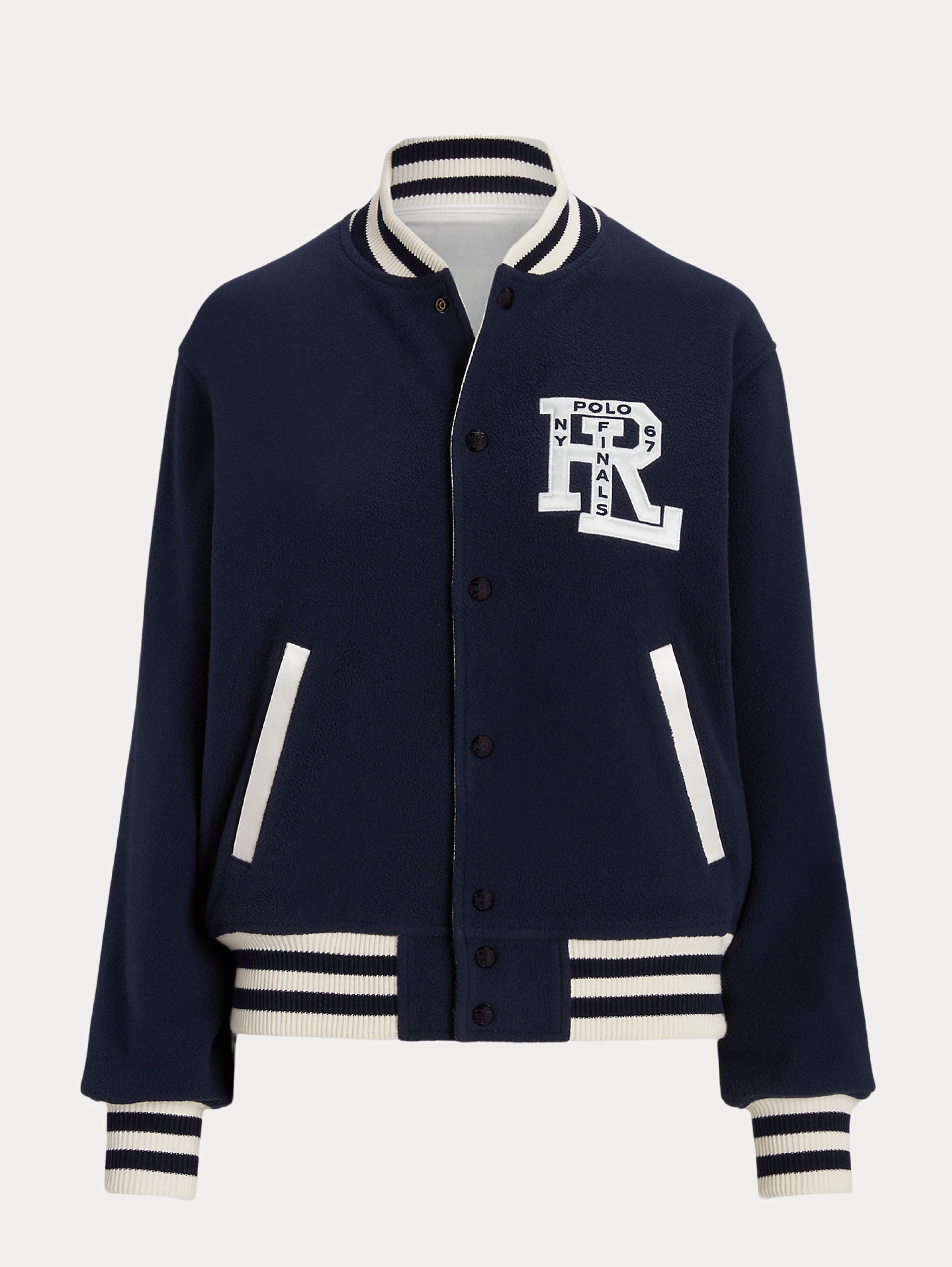 College Style Reversible Bomber Jacket Blue/White