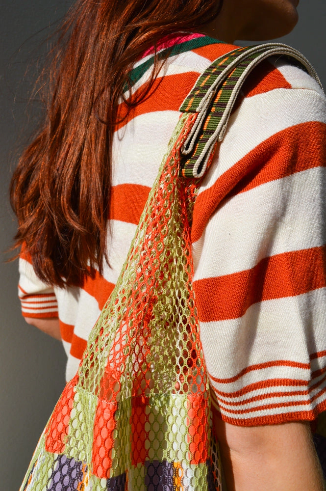 Compania Fantastica Orange and Green Striped Top