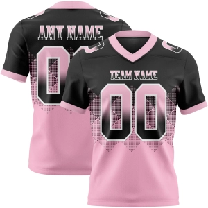 Custom Black Light Pink-White Mesh Authentic Gradient Square Shape Flag Football Jersey