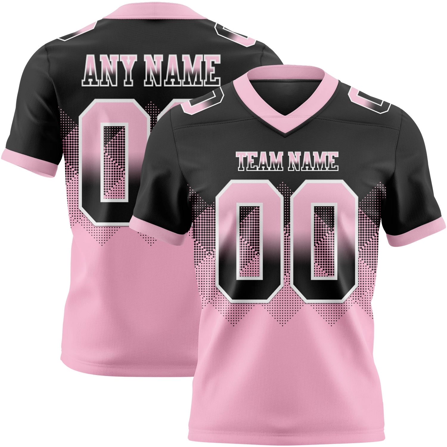 Custom Black Light Pink-White Mesh Authentic Gradient Square Shape Flag Football Jersey