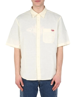 Diesel S-Umbe Logo Embroidered Button-Up Shirt