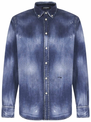 Dsquared2 Tie-Dye Buttoned-Down Denim Shirt