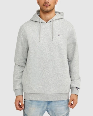 FILA MENS UNI BADGE SILVER MARLE HOODIE