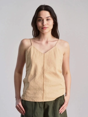 Fleur Women's Organic Linen Cotton Camisole | Sand