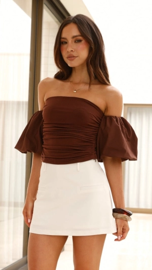 Florence Crop Top - Brown