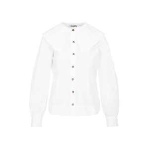 Ganni Ruffled Oversize-Collar Shirt