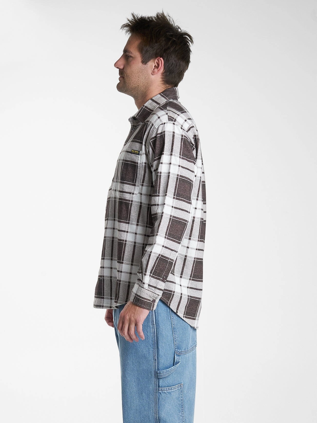 Hard Yakka X Thrills Flannel Sleeve Shirt - Postal Brown