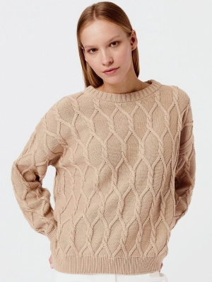 Knitted Organic Cotton Cable Knit Jumper | Sand