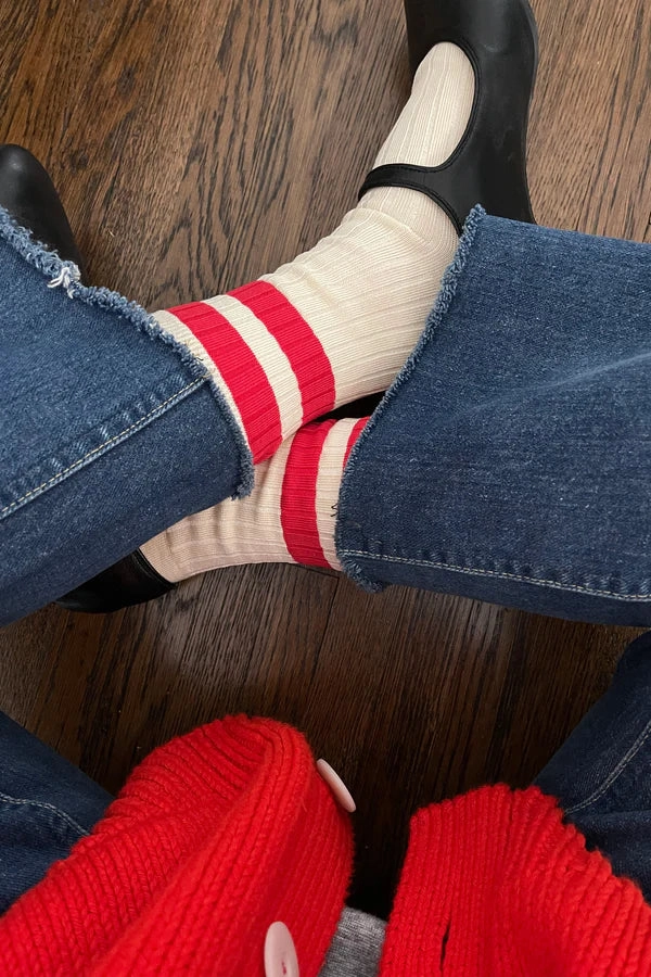 Le Bon Shoppe Her Varsity Red Socks