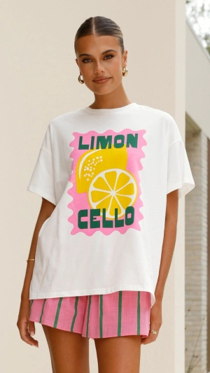 Limoncello Top and Shorts Set - White/Pink