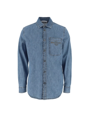 Moschino Smiley Logo Embroidered Denim Shirt