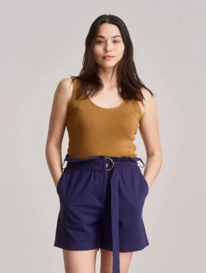 Nala Women's Organic Cotton Cheesecloth Shorts | Solid Navy