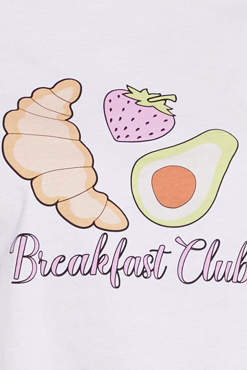 Pink Print Breakfast Pj Graphic Jersey Pyjama 2 Piece Set