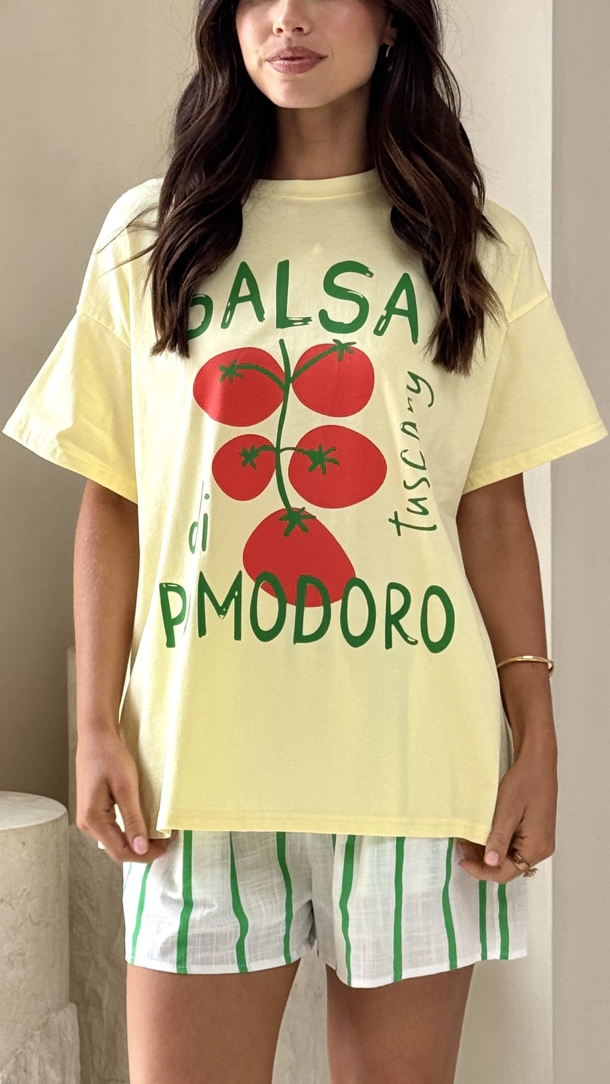 Salsa Di Pomodor Top and Shorts Set - Yellow/White