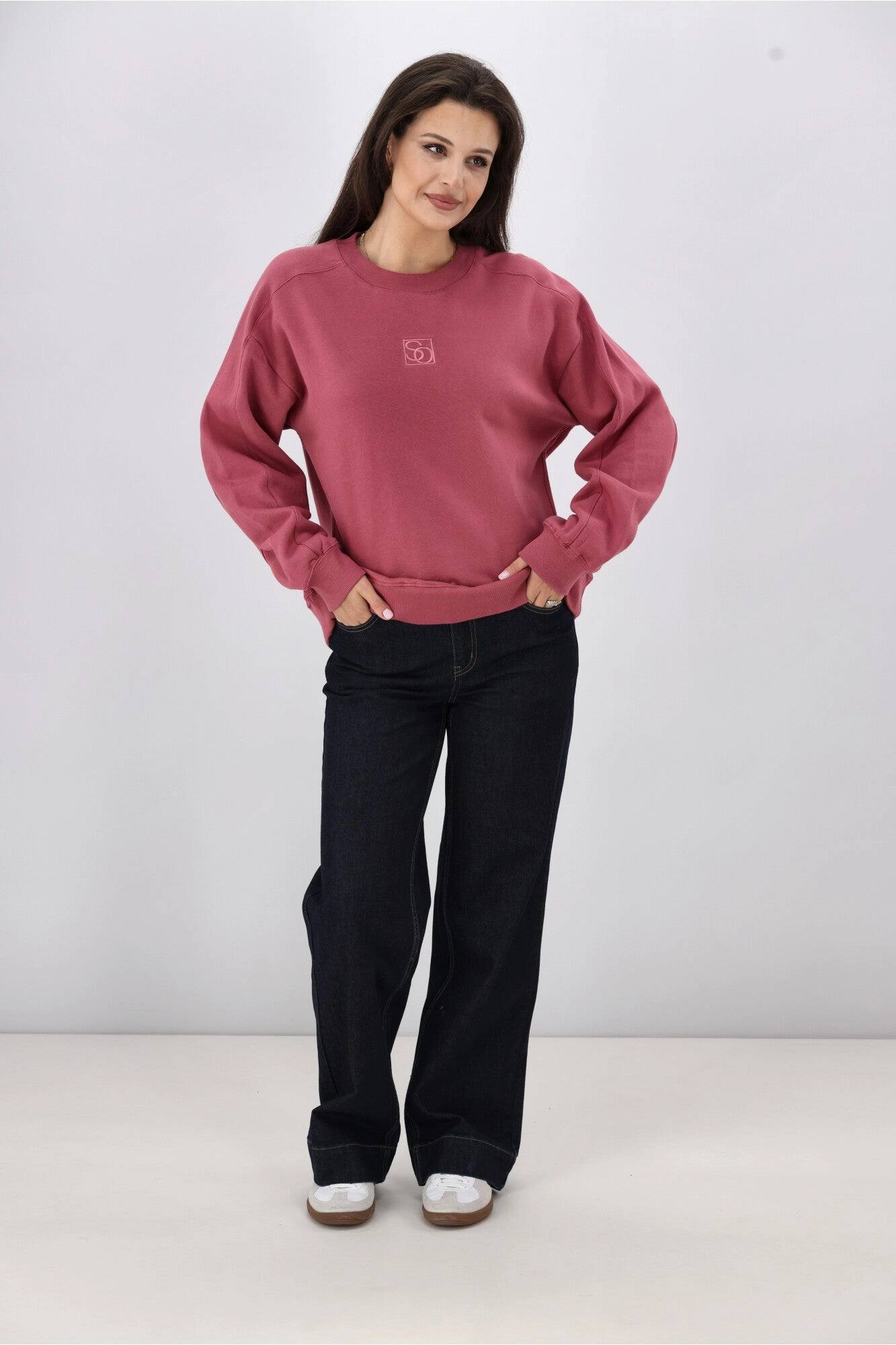 Shine On Essentials Monogrammed Crew Dusty Rose
