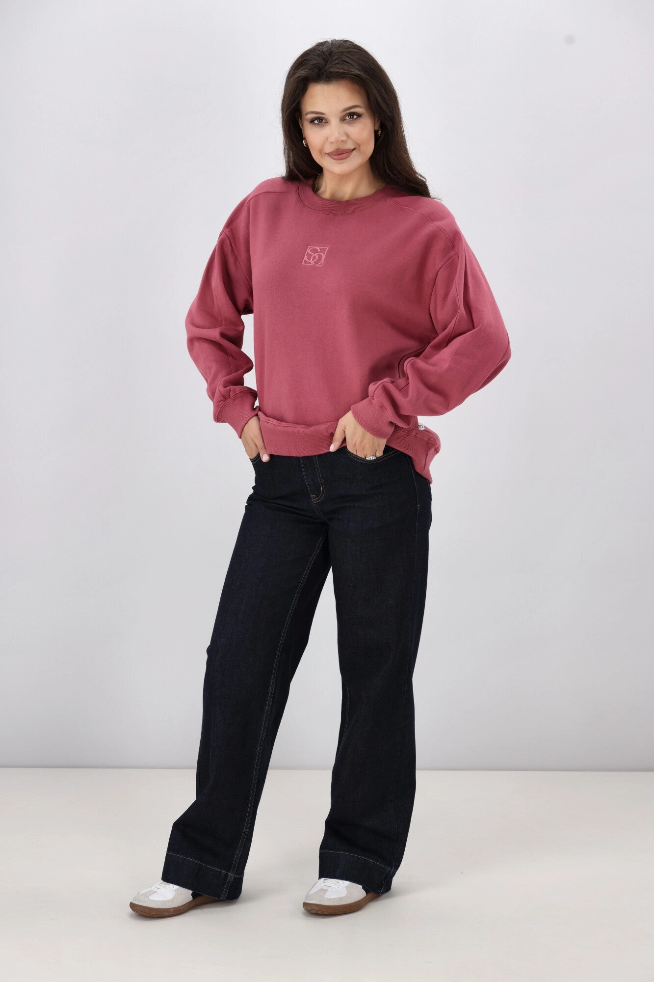Shine On Essentials Monogrammed Crew Dusty Rose