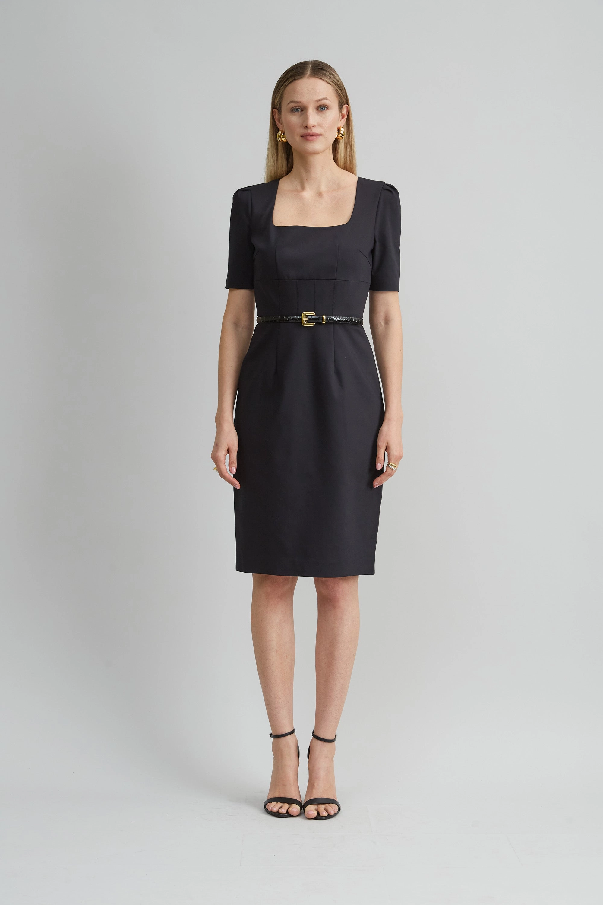 Short Sleeve Square Neck Cotton Dress