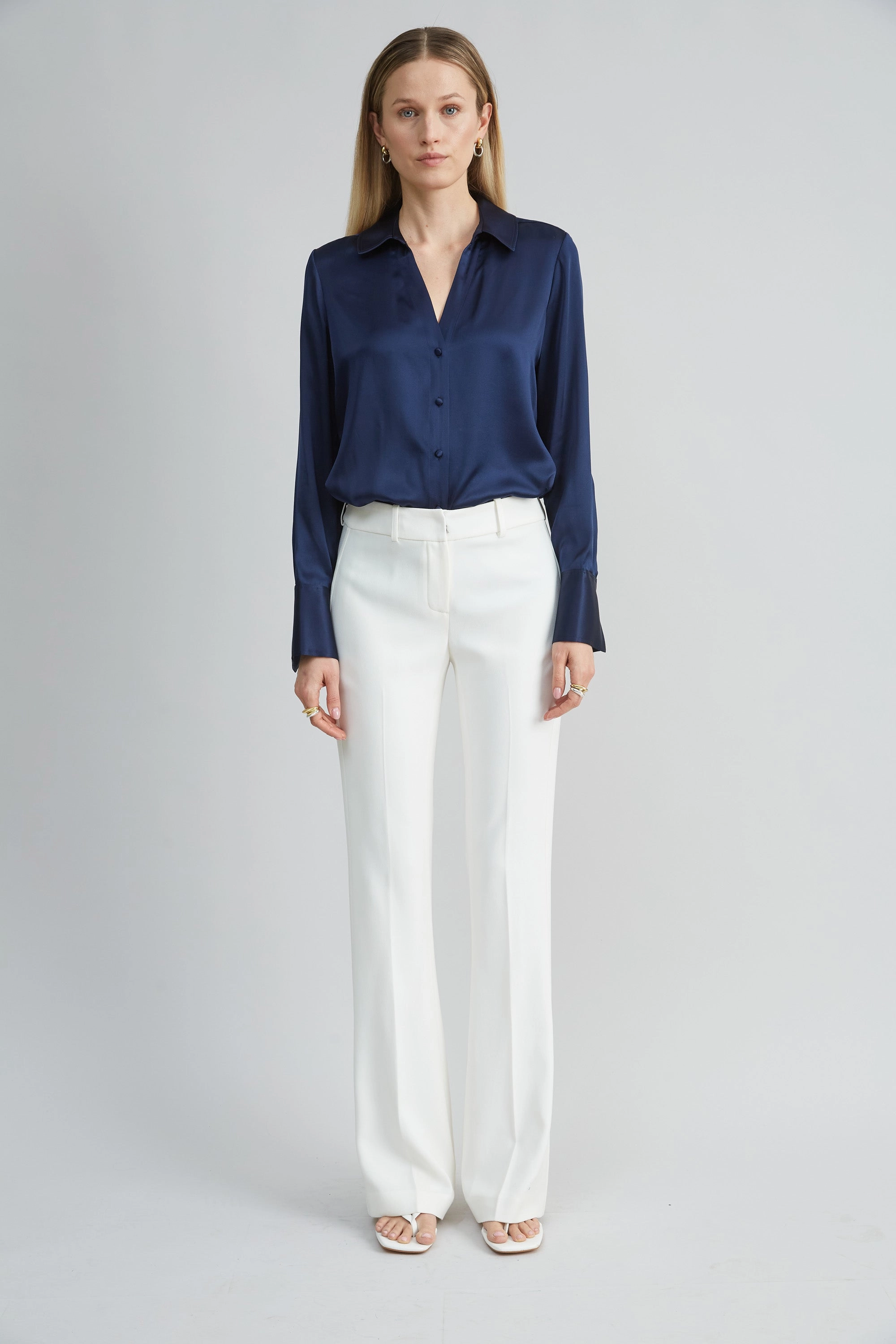 Silk Satin Button Down Shirt
