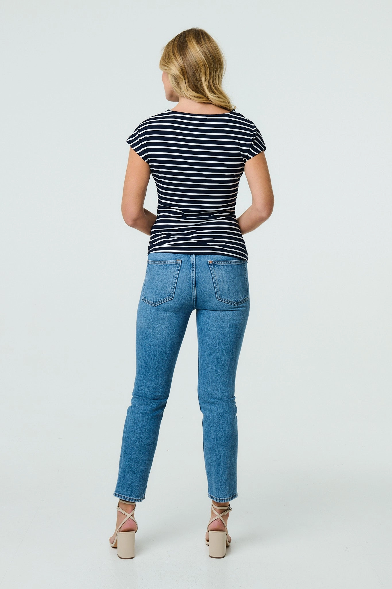 Striped Asymmetric Short Sleeve Top
