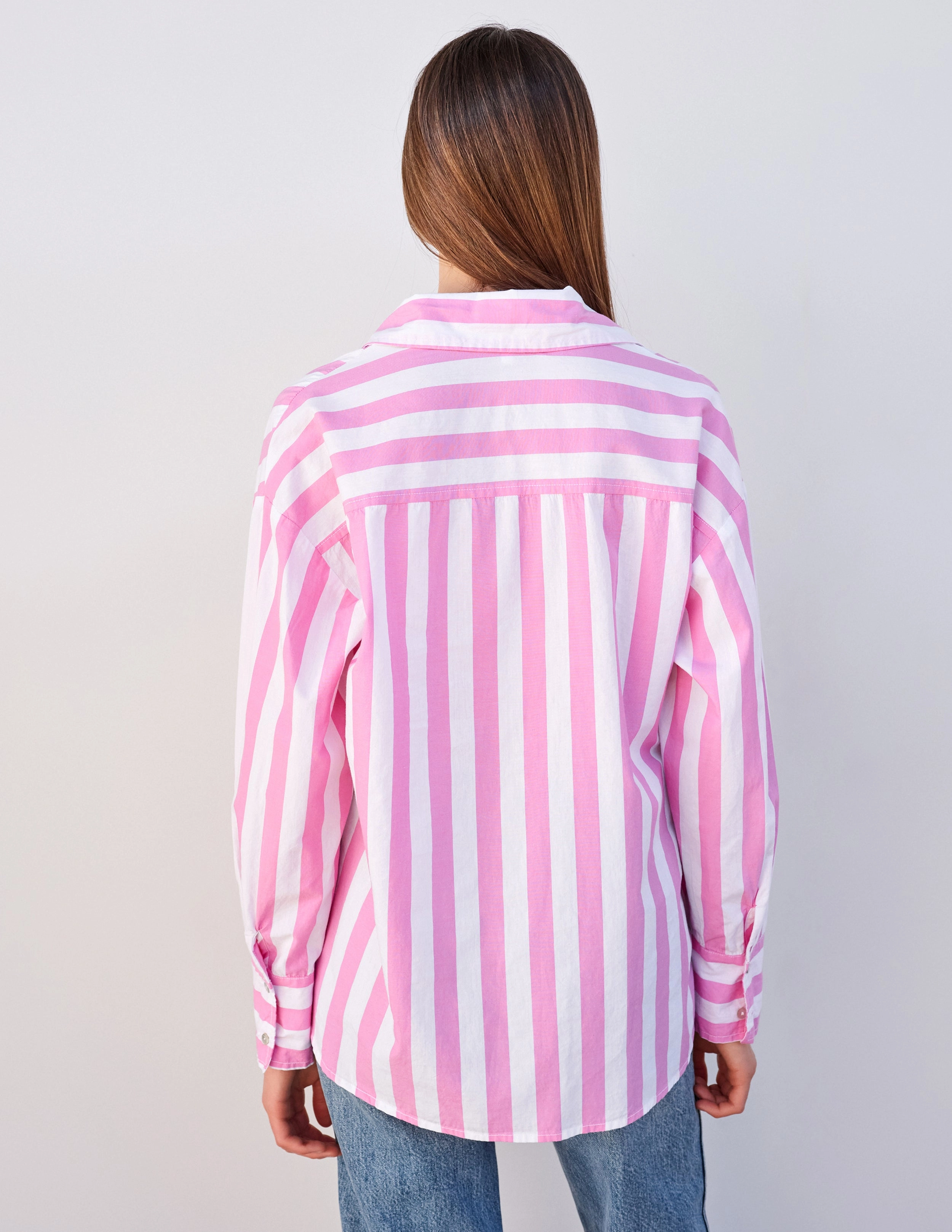 Sundry Candy Striped Button Down in Magenta