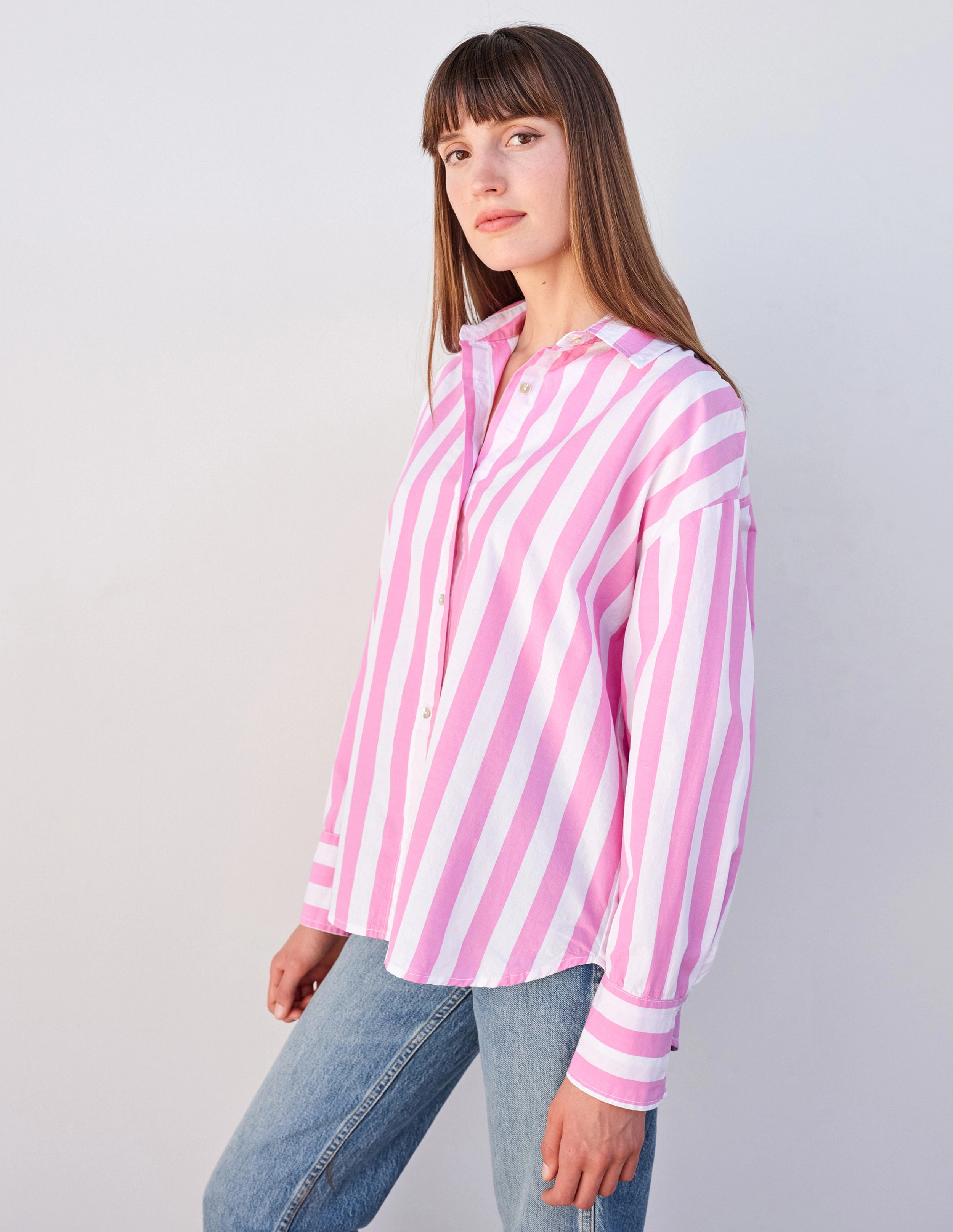 Sundry Candy Striped Button Down in Magenta