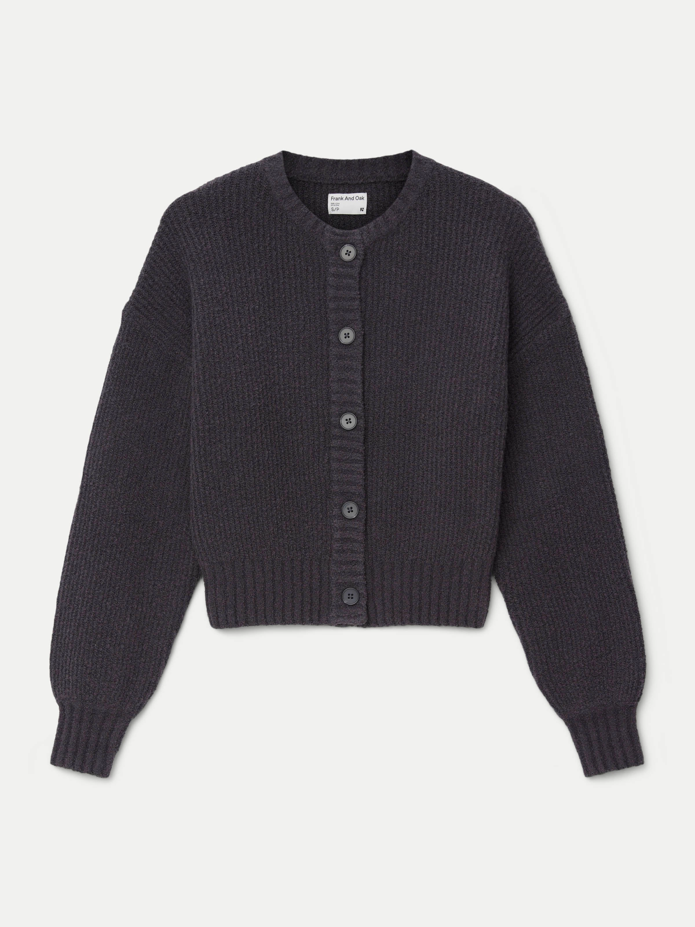 The Seawool® Crewneck Cardigan in Dark Grey