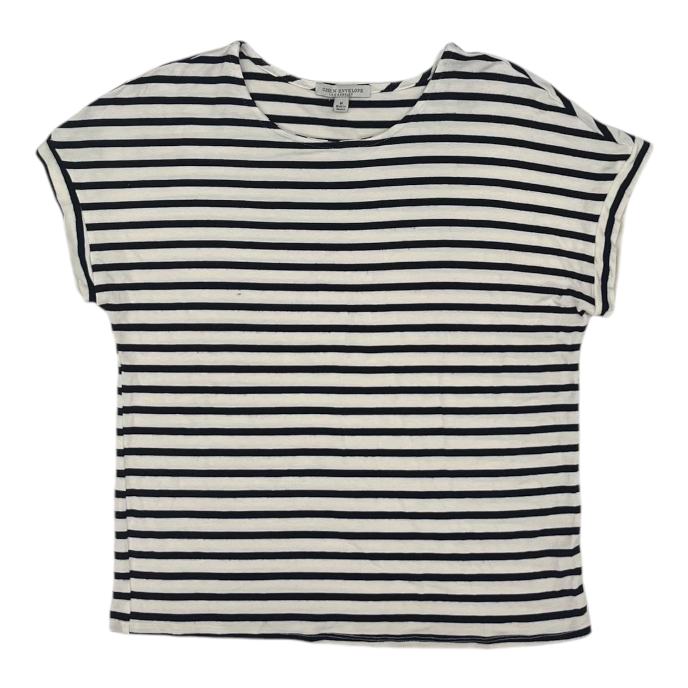 Top Ss By Green Envelope In Striped Pattern, Size:M