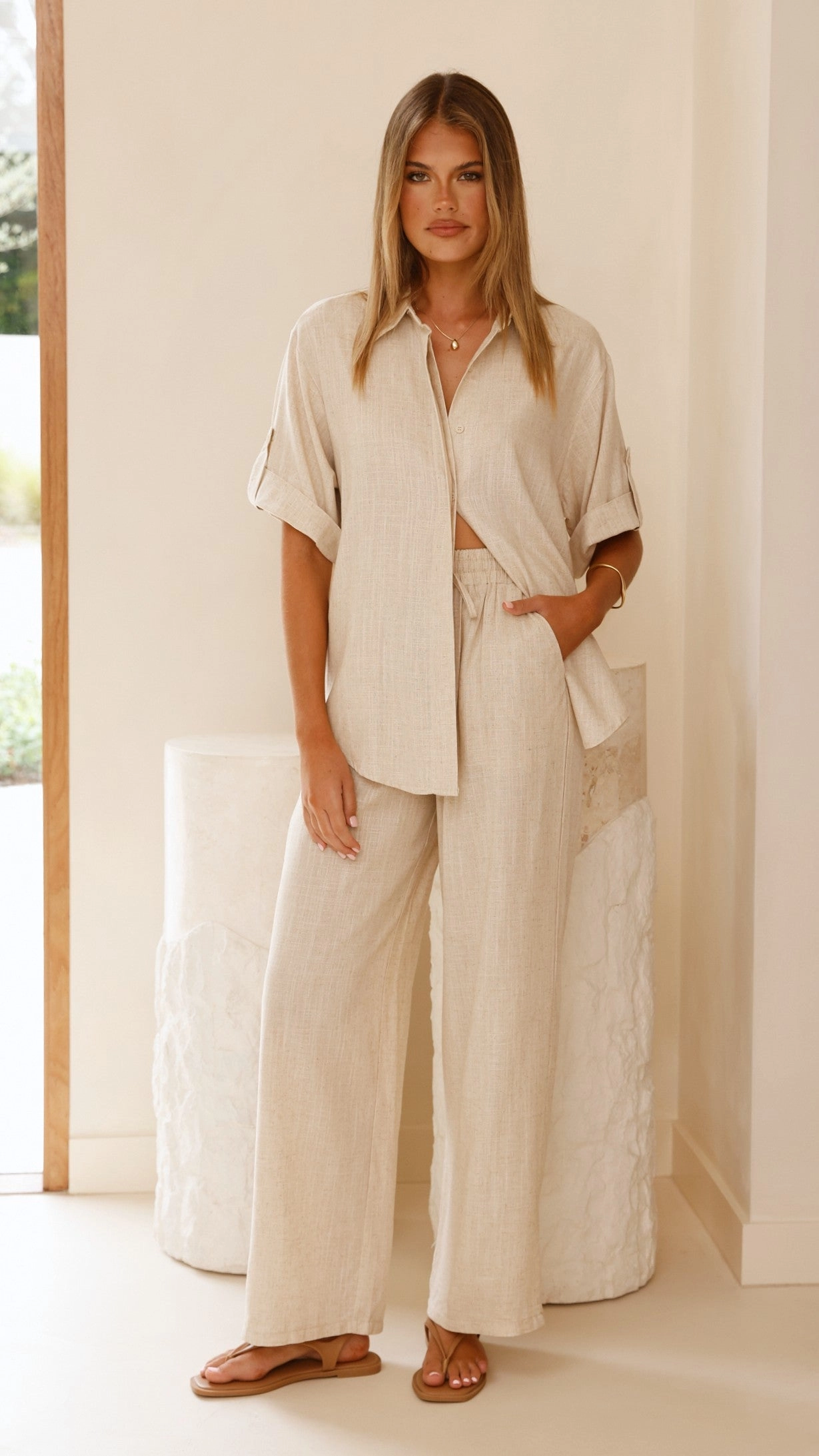 Vallerie Button Up Shirt - Natural