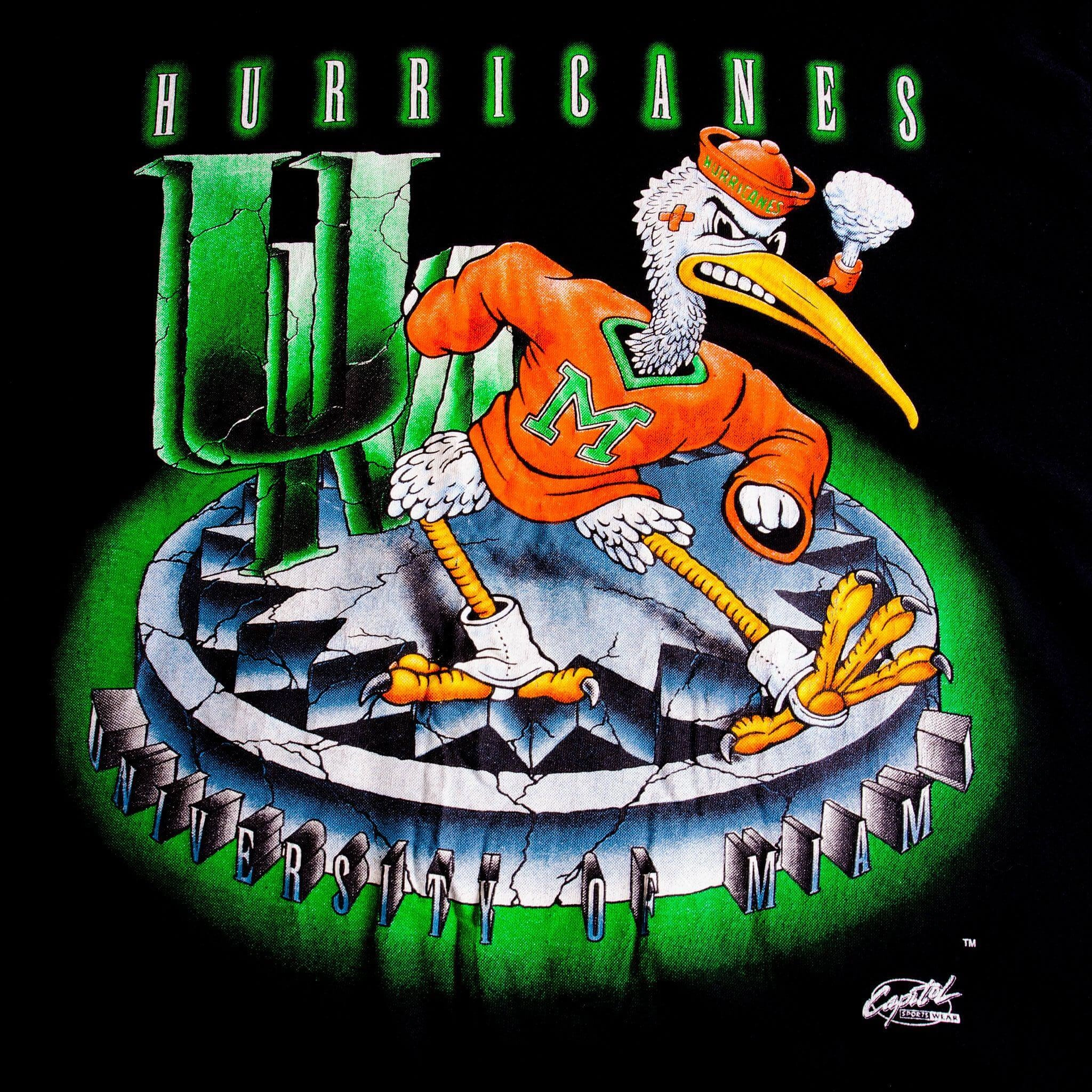 VINTAGE MIAMI HURRICANES TEE SHIRT 1990'S SIZE MEDIUM MADE IN USA