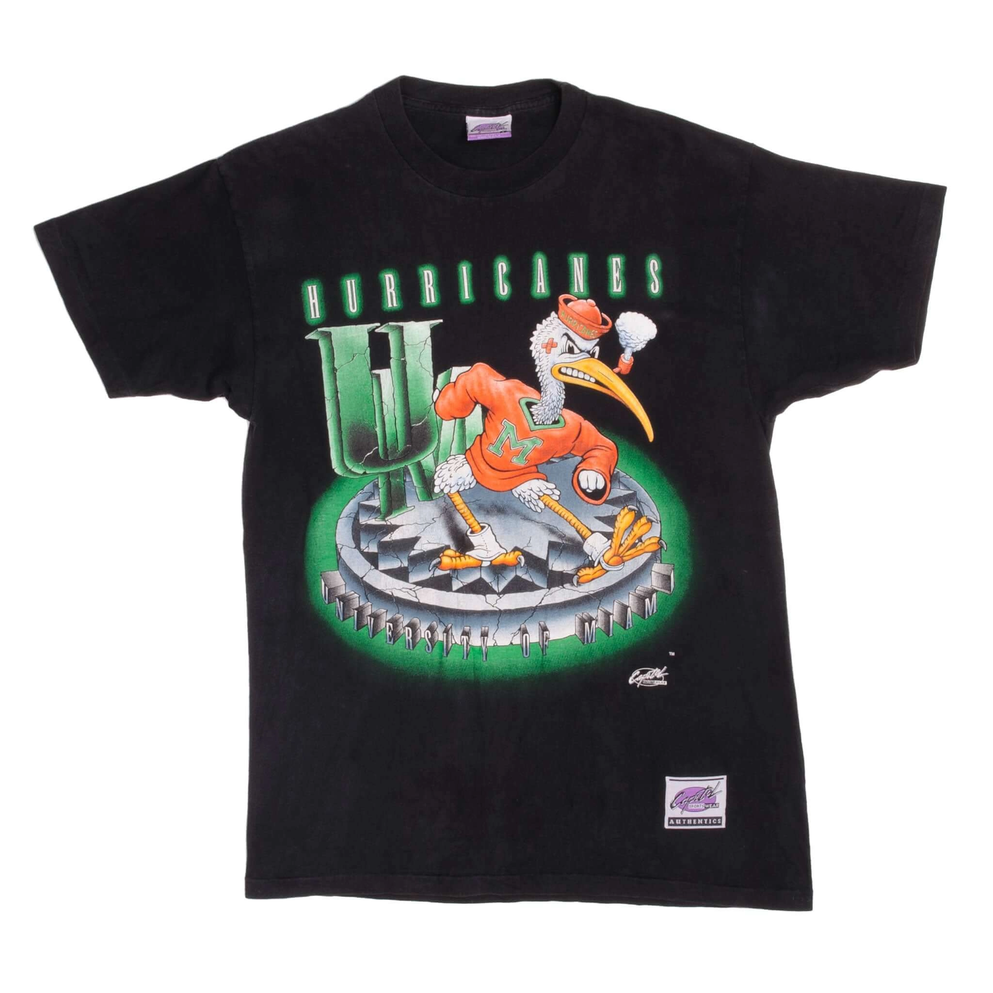 VINTAGE MIAMI HURRICANES TEE SHIRT 1990'S SIZE MEDIUM MADE IN USA