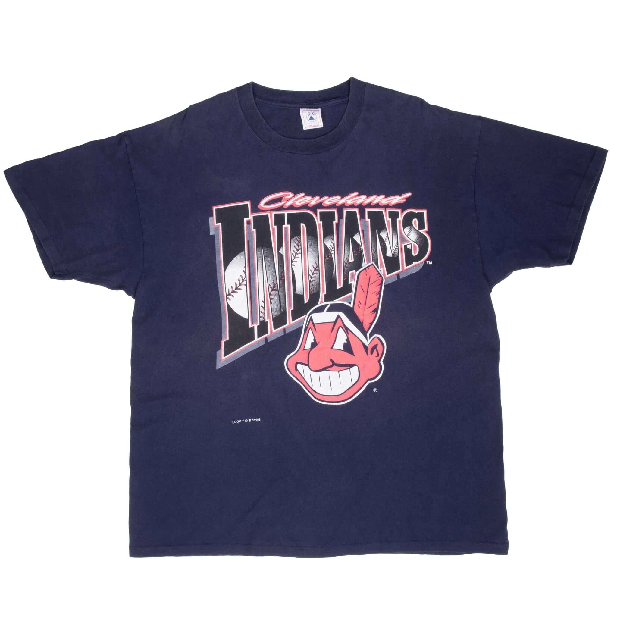 VINTAGE MLB CLEVELAND INDIANS 1995 TEE SHIRT XL MADE IN USA