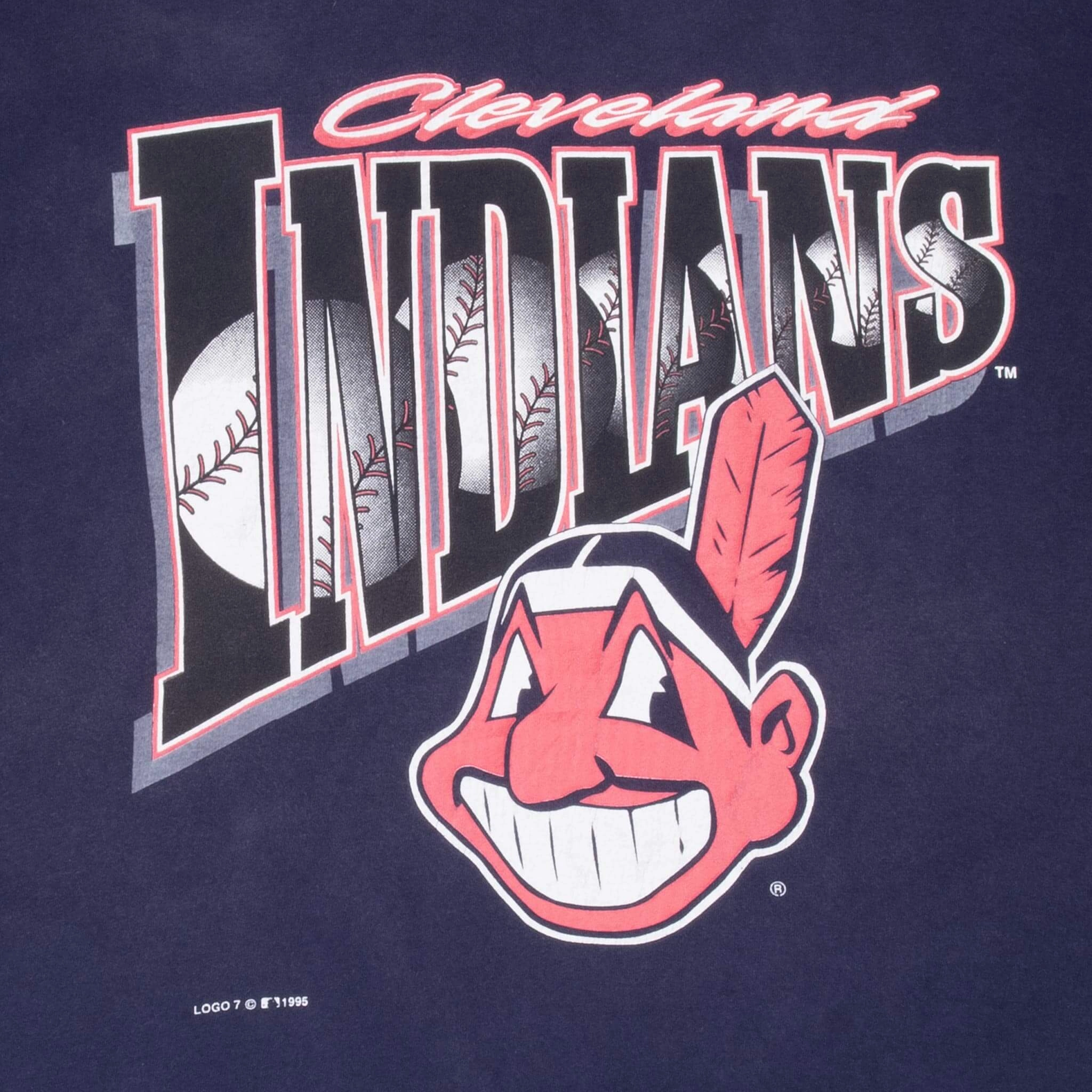 VINTAGE MLB CLEVELAND INDIANS 1995 TEE SHIRT XL MADE IN USA