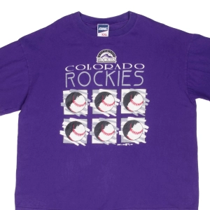 VINTAGE MLB COLORADO ROCKIES PURPLE TEE SHIRT 1993 2XL MADE IN USA