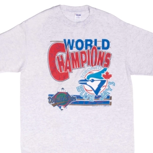 VINTAGE MLB TORONTO BLUE JAYS WORLD CHAMPIONS 1992 TEE SHIRT LARGE MADE USA