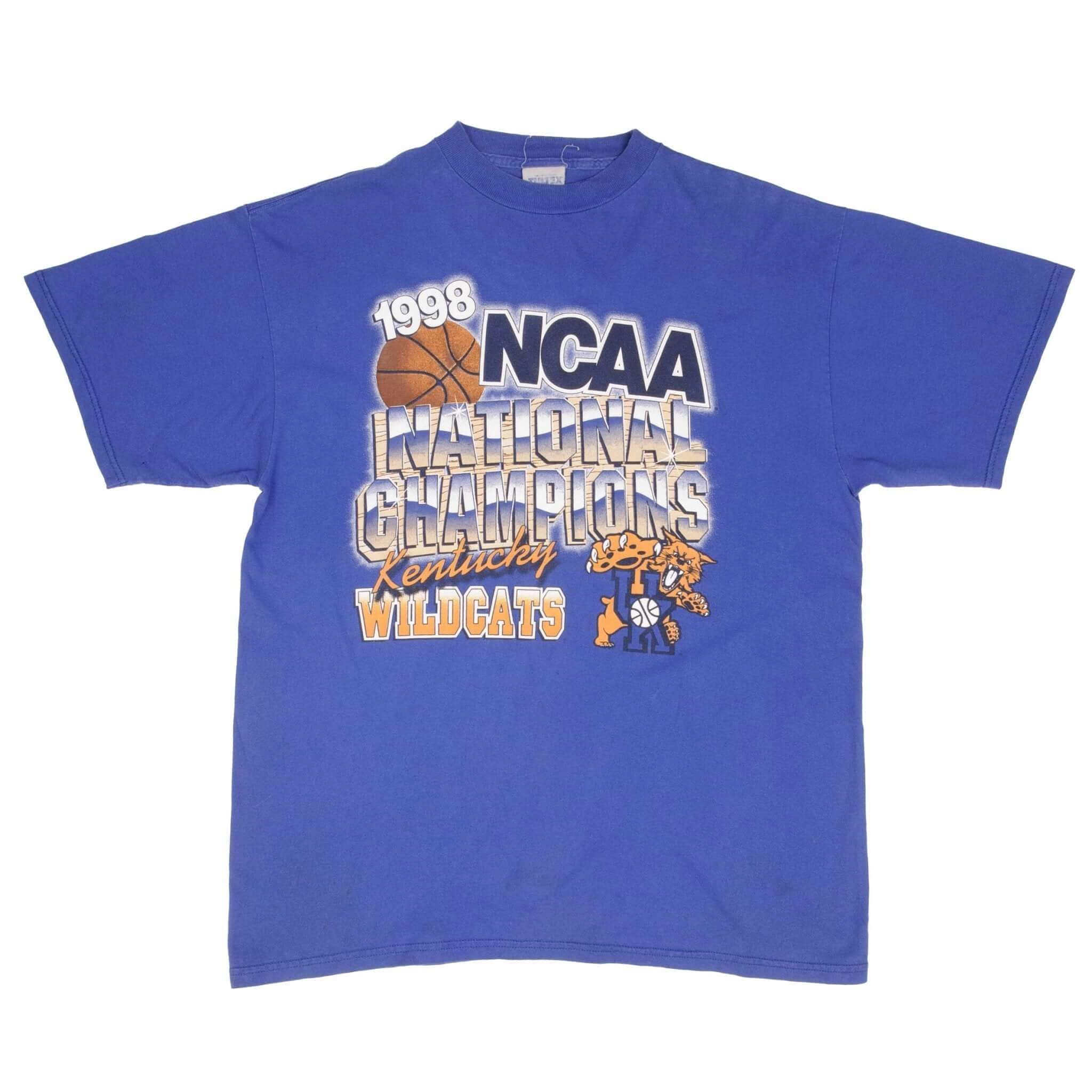 VINTAGE NCAA UNIVERSITY OF KENTUCKY WILDCATS CHAMPIONS 1998 TEE SHIRT SIZE XL