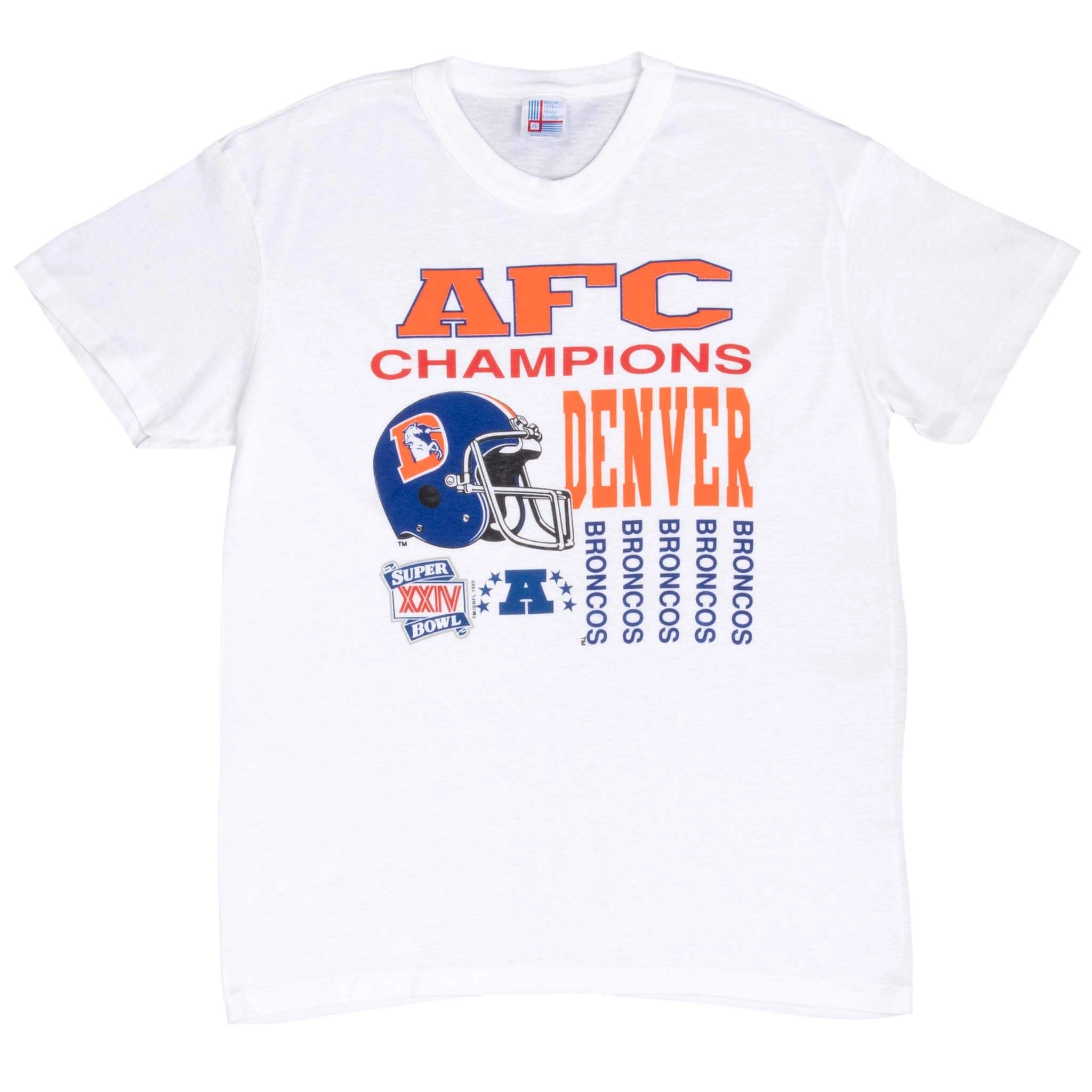 VINTAGE NFL BRONCOS AFC CHAMPIONS 1989 TEE SHIRT LARGE MADE IN USA